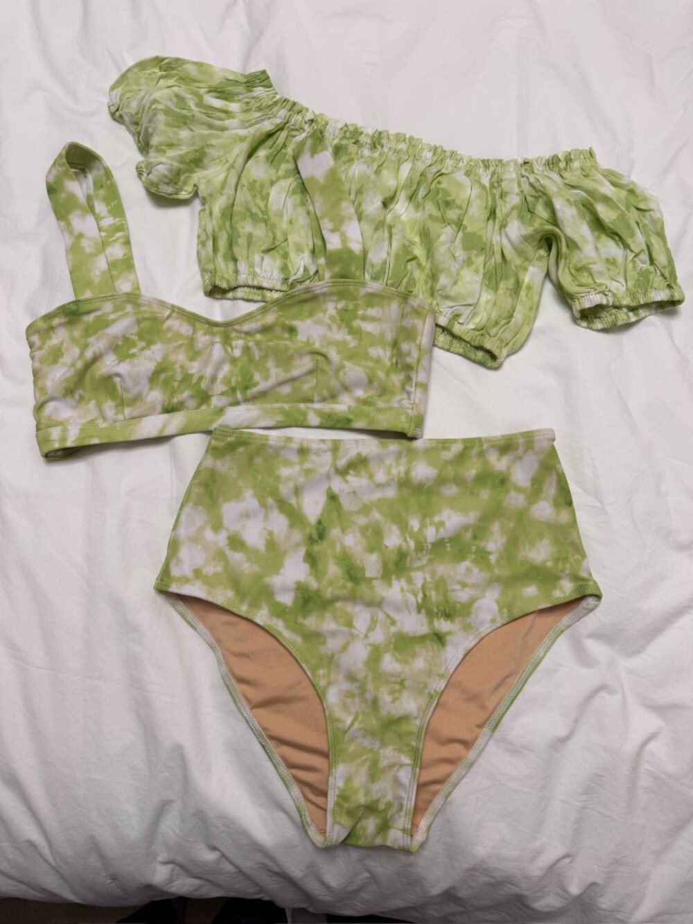 BUNDLE Faithfull the Brand Green Tie Dye Bikini Set & Top